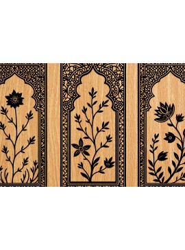 Σετ των 3 Intra απο ξύλο plywood 3mm-4mm πάχος -  λέιζερ σελιδοδεικτών Floral Δίασταση 4x4 cm INTRAFABR-118275208