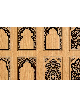 Σετ των 3 Intra απο ξύλο plywood 3mm-4mm πάχος -  λέιζερ σελιδοδεικτών Floral Δίασταση 4x4 cm INTRAFABR-118276100