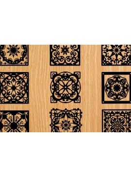 Σετ των 3 Intra απο ξύλο plywood 3mm-4mm πάχος -  λέιζερ σελιδοδεικτών Floral Δίασταση 4x4 cm INTRAFABR-118273683