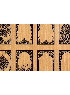 Σετ των 3 Intra απο ξύλο plywood 3mm-4mm πάχος -  λέιζερ σελιδοδεικτών Floral Δίασταση 4x4 cm INTRAFABR-118274291