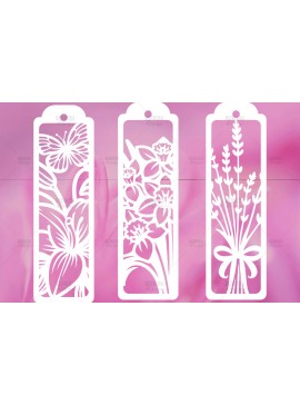 Σετ των 3 Intra απο ξύλο plywood 3mm-4mm πάχος - Floral σελιδοδείκτες Paper Cut  Δίασταση 7x7 cm INTRAFABR-114694269