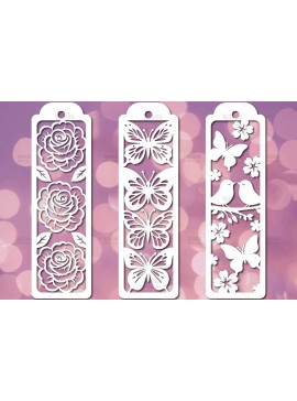 Σετ των 3 Intra απο ξύλο plywood 3mm-4mm πάχος - Floral σελιδοδείκτες Paper Cut  Δίασταση 7x7 cm INTRAFABR-114694298