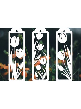 Σετ των 3 Intra απο ξύλο plywood 3mm-4mm πάχος - Floral σελιδοδείκτες Paper Cut  Δίασταση 7x7 cm INTRAFABR-114694240