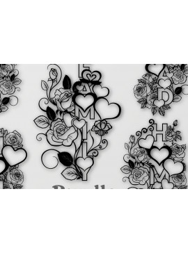 Σετ των 2 Intra απο ξύλο plywood 3mm-4mm πάχος - Floral Bundle Love Mom Dad Family Home Δίασταση 20x25 cm INTRAFABR-35391921