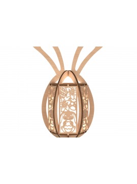 Σετ των 2 Intra απο ξύλο plywood 3mm-4mm πάχος - Floral Bunny Egg Lantern  Cut Laser Δίασταση 15x15 cm INTRAFABR-113992059