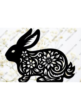 Σετ των 3 Intra απο ξύλο plywood 3mm-4mm πάχος - Floral Bunny , Paper Bunny Paper Cut Δίασταση 6x6 cm INTRAFABR-119014867