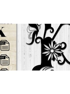 Intra απο ξύλο plywood 3mm-4mm πάχος - Floral Butterfly Alphabet Κ Δίασταση 30x20 cm INTRAFABR-35741536