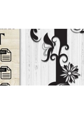 Σετ των 2 Intra απο ξύλο plywood 3mm-4mm πάχος - Floral Butterfly Alphabet Cut Laser T Δίασταση 30x20 cm INTRAFABR-35741406