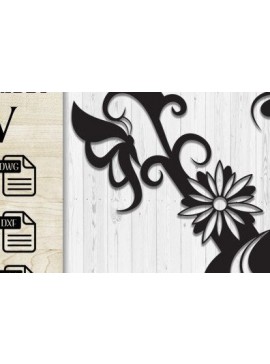 Intra απο ξύλο plywood 3mm-4mm πάχος - Floral Butterfly Alphabet Laser Cut V Δίασταση 30x20 cm INTRAFABR-35741863