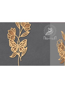 Σετ των 3 Intra απο ξύλο plywood 3mm-4mm πάχος - Floral Butterfly Cut Laser Decoration 1 Δίασταση 20x20 cm INTRAFABR-124512361