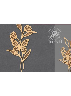 Σετ των 2 Intra απο ξύλο plywood 3mm-4mm πάχος - Floral Butterfly Cut Laser Decoration 3 Δίασταση 20x20 cm INTRAFABR-124512410