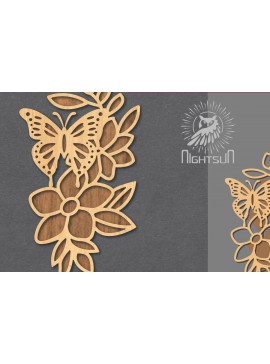 Σετ των 2 Intra απο ξύλο plywood 3mm-4mm πάχος - Floral Butterfly Cut Laser Decoration 5 Δίασταση 20x20 cm INTRAFABR-124512529