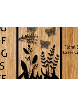 Σετ των 2 Intra απο ξύλο plywood 3mm-4mm πάχος - Floral Butterfly Cut Laser Design  Δίασταση 30x20 cm INTRAFABR-31444307