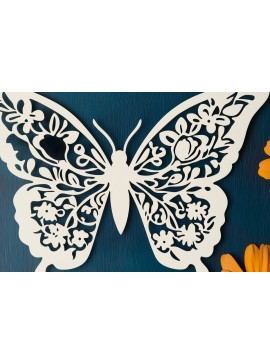 Σετ των 3 Intra απο ξύλο plywood 3mm-4mm πάχος - Floral Butterfly Paper Cut   Δίασταση 4x4 cm INTRAFABR-111546655