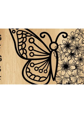 Σετ των 2 Intra απο ξύλο plywood 3mm-4mm πάχος - Χαρτί Πεταλούδας/Λέιζερ  με λουλούδια Δίασταση 30x20 cm INTRAFABR-31788047