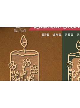 Σετ των 2 Intra απο ξύλο plywood 3mm-4mm πάχος - Floral Κερί Διακόσμηση κοπής με λέιζερ 1 Δίασταση 20x20 cm INTRAFABR-119258352