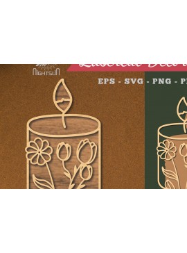 Σετ των 2 Intra απο ξύλο plywood 3mm-4mm πάχος - Floral Κερί Διακόσμηση κοπής με λέιζερ 2 Δίασταση 20x20 cm INTRAFABR-119258381