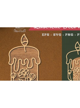 Σετ των 2 Intra απο ξύλο plywood 3mm-4mm πάχος - Floral Κερί Διακόσμηση κοπής με λέιζερ 3 Δίασταση 20x20 cm INTRAFABR-119258434