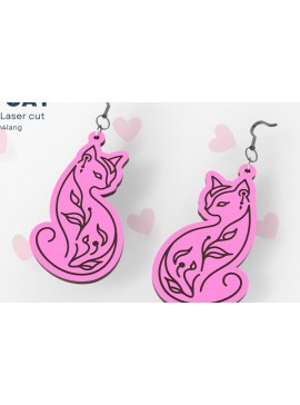 Σετ των 3 Intra απο ξύλο plywood 3mm-4mm πάχος - Σκουλαρίκια φλοράλ σε σχήμα γάτας,  Δίασταση 3x3 cm INTRAFABR-103390239