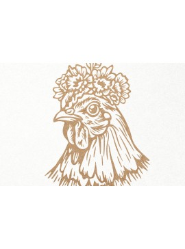 Σετ των 2 Intra απο ξύλο plywood 3mm-4mm πάχος - Floral κοτόπουλο. Κοτόπουλο σε στέμμα λουλουδιών Δίασταση 30x20 cm INTRAFABR-100386184