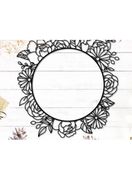 Σετ των 2 Intra απο ξύλο plywood 3mm-4mm πάχος - Floral Circle Πλαίσιο  Δίασταση 20x25 cm INTRAFABR-117721835