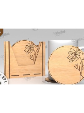 Σετ των 2 Intra απο ξύλο plywood 3mm-4mm πάχος - Σουβέρ λουλουδιών με κουτί αποθήκευσης Δίασταση 30x20 cm INTRAFABR-118908360