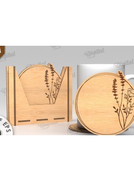 Σετ των 2 Intra απο ξύλο plywood 3mm-4mm πάχος - Σουβέρ λουλουδιών με κουτί αποθήκευσης Δίασταση 30x20 cm INTRAFABR-118908261