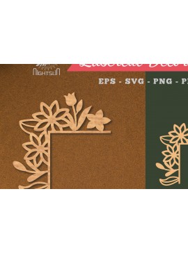 Σετ των 2 Intra απο ξύλο plywood 3mm-4mm πάχος - Floral γωνιακή διακόσμηση κοπής με λέιζερ 2 Δίασταση 20x20 cm INTRAFABR-113107189