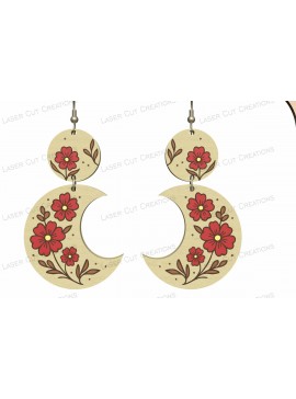 Σετ των 3 Intra απο ξύλο plywood 3mm-4mm πάχος - Floral σκουλαρίκια Crescent Moon  Δίασταση 3x3 cm INTRAFABR-124634224