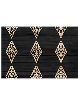 Σετ των 3 Intra απο ξύλο plywood 3mm-4mm πάχος - Σκουλαρίκια με λουλούδια με Laser Cut  Δίασταση 3x3 cm INTRAFABR-75543691