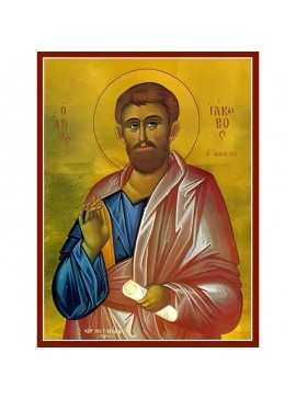 Εικόνα Ορθοδοξίας με περίγραμμα χρυσό σε ξύλο Φλαμουρίας  με  βάση Εικόνα ΑΓΙΟΣ ΑΠΟΣΤΟΛΟΣ ΙΑΚΩΒΟΣ, Ο ΑΛΦΑΙΟΥ Χειροποίητη Ελληνορθόδοξη εικόνα του Ιησού Χριστού, Κρεμαστή πλάκα βυζαντινής τέχνης, χριστιανική τέχνη Διάσταση 40x30 cm (10,2x7,9 ίντσες)  INTRA