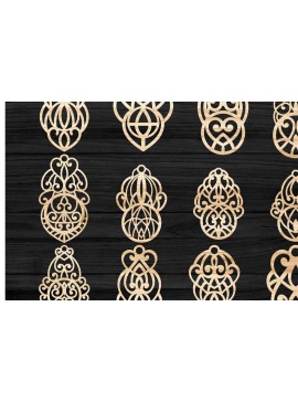 Σετ των 3 Intra απο ξύλο plywood 3mm-4mm πάχος - Σκουλαρίκια με λουλούδια με Laser Cut  Δίασταση 3x3 cm INTRAFABR-75084513