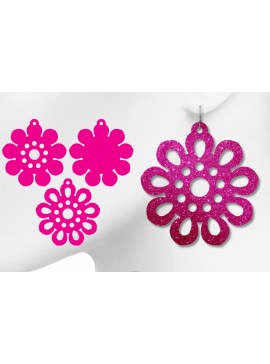 Σετ των 3 Intra απο ξύλο plywood 3mm-4mm πάχος - Σκουλαρίκια Floral, Σκουλαρίκια λουλουδιών Δίασταση 3x3 cm INTRAFABR-8372572