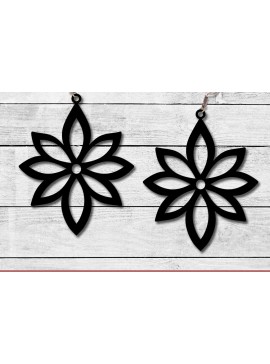 Σετ των 3 Intra απο ξύλο plywood 3mm-4mm πάχος - Floral Σκουλαρίκια | Λουλούδια κομμένα με λέιζερ Δίασταση 3x3 cm INTRAFABR-106162195