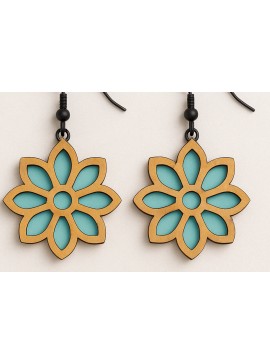 Σετ των 3 Intra απο ξύλο plywood 3mm-4mm πάχος - Floral Σκουλαρίκια  Laser Cut Δίασταση 3x3 cm INTRAFABR-120635839