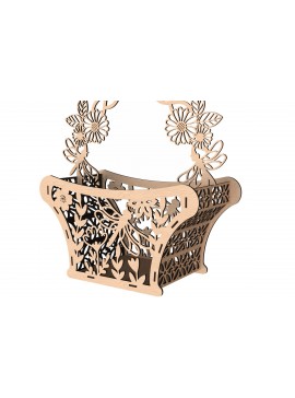 Σετ των 2 Intra απο ξύλο plywood 3mm-4mm πάχος - Floral Πασχαλινό καλάθι Laser Cut  Δίασταση 30x20 cm INTRAFABR-116336031