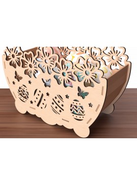 Σετ των 2 Intra απο ξύλο plywood 3mm-4mm πάχος - Φλοράλ Πασχαλινή Αυγοθήκη  Δίασταση 20x20 cm INTRAFABR-116398323