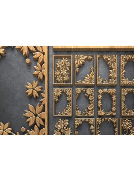 Intra απο ξύλο plywood 3mm-4mm πάχος - Floral Frame Laser Cut  Δίασταση 4500x5400 cm INTRAFABR-124693755