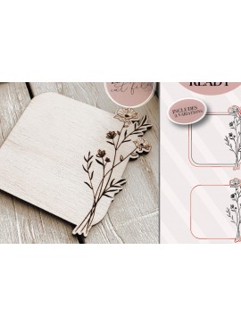 Σετ των 2 Intra απο ξύλο plywood 3mm-4mm πάχος - Floral Πλαίσιο  Δίασταση 20x25 cm INTRAFABR-70929350