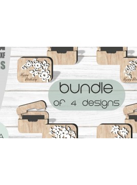 Σετ των 2 Intra απο ξύλο plywood 3mm-4mm πάχος - Πακέτο θήκης δώρου φλοράλ  Laser Δίασταση 30x20 cm INTRAFABR-93129044