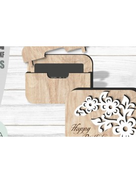 Σετ των 3 Intra απο ξύλο plywood 3mm-4mm πάχος - Floral Δωροθήκη , Laser Δίασταση 20x20 cm INTRAFABR-90132594