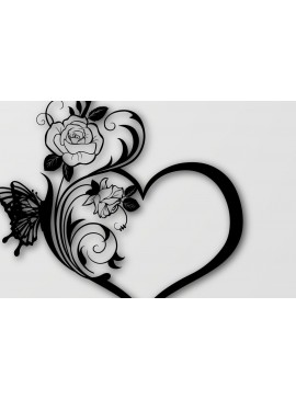 Intra απο ξύλο plywood 3mm-4mm πάχος - Floral Heart Butterfly  Δίασταση 40x50 cm INTRAFABR-33627694