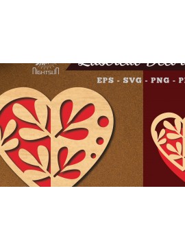 Σετ των 3 Intra απο ξύλο plywood 3mm-4mm πάχος - Floral Heart Cut Laser Decoration 2 Δίασταση 20x20 cm INTRAFABR-114138197