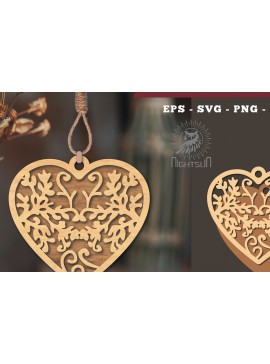 Σετ των 3 Intra απο ξύλο plywood 3mm-4mm πάχος - Στολίδι με λουλούδια κοπής με λέιζερ καρδιάς 4 Δίασταση 6x6 cm INTRAFABR-114305629
