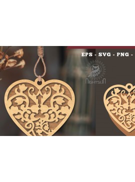 Σετ των 3 Intra απο ξύλο plywood 3mm-4mm πάχος - Στολίδι με λουλούδια κοπής με λέιζερ καρδιάς 5 Δίασταση 6x6 cm INTRAFABR-114305661