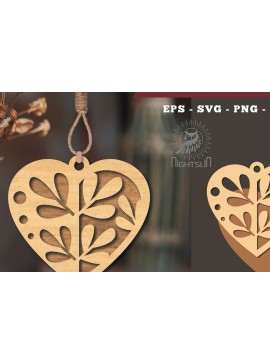 Σετ των 3 Intra απο ξύλο plywood 3mm-4mm πάχος - Στολίδι με λουλούδια κοπής με λέιζερ καρδιάς 7 Δίασταση 6x6 cm INTRAFABR-114305682