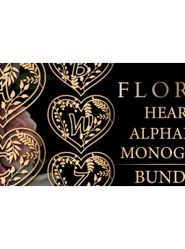 Intra απο ξύλο plywood 3mm-4mm πάχος - Πακέτο αλφαβήτου μονογράμματος λουλουδιών καρδιών Δίασταση 40x50 cm INTRAFABR-68577796