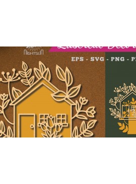 Σετ των 2 Intra απο ξύλο plywood 3mm-4mm πάχος - Διακόσμηση λουλουδιών σπιτιών με λέιζερ 5 Δίασταση 20x20 cm INTRAFABR-113392395