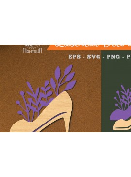 Σετ των 2 Intra απο ξύλο plywood 3mm-4mm πάχος - Floral σε Παπούτσια Διακόσμηση με  Δίασταση 20x20 cm INTRAFABR-115317726