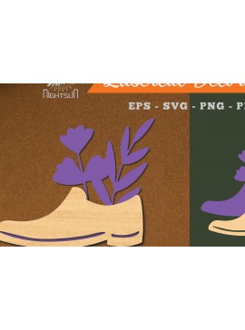 Σετ των 2 Intra απο ξύλο plywood 3mm-4mm πάχος - Floral σε Παπούτσια Διακόσμηση με  Δίασταση 20x20 cm INTRAFABR-115317358